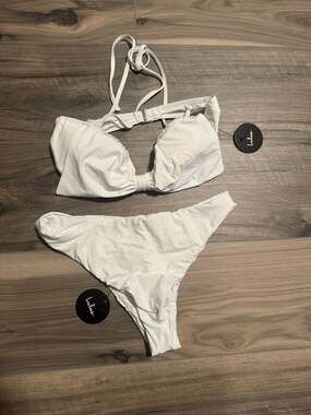 Lulus Catching Waves White Lace Trim Two-Piece Bikini Set